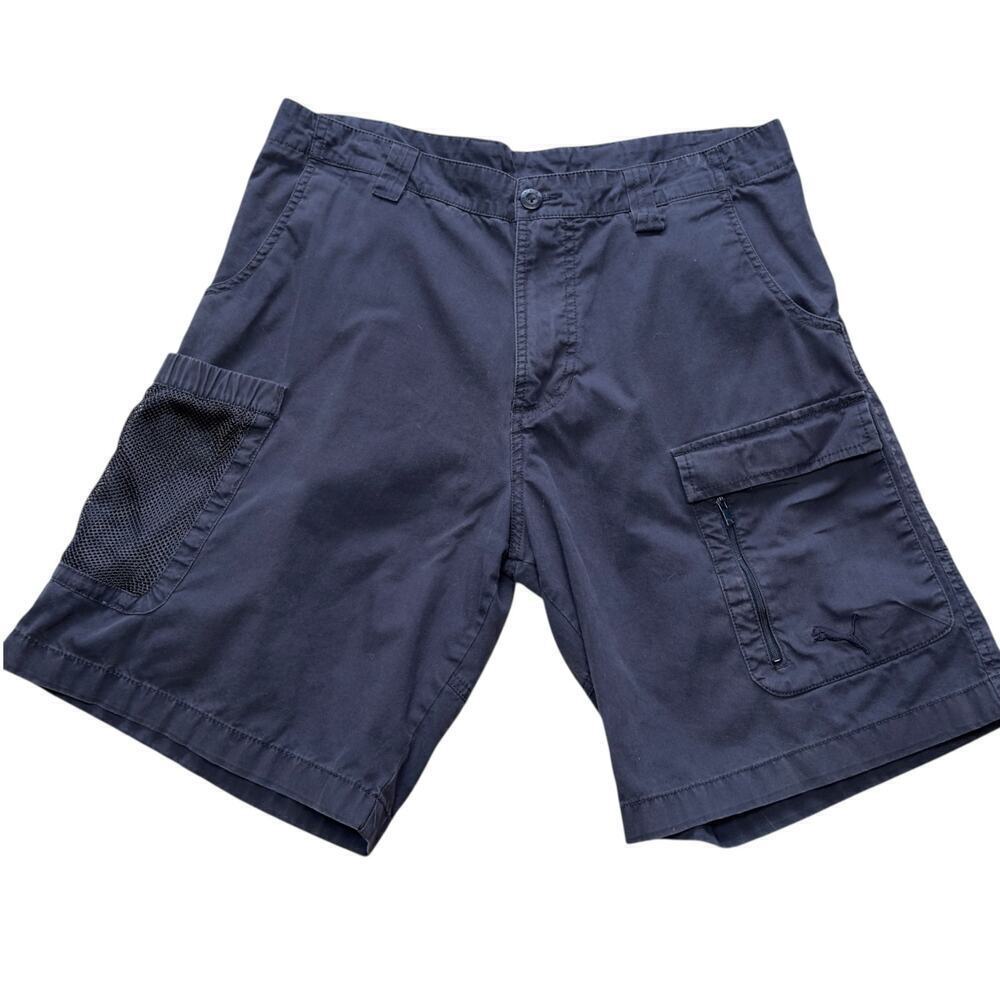 Men's y2k Puma mesh pocket navy cargo shorts 32 W - Picture 3 of 10